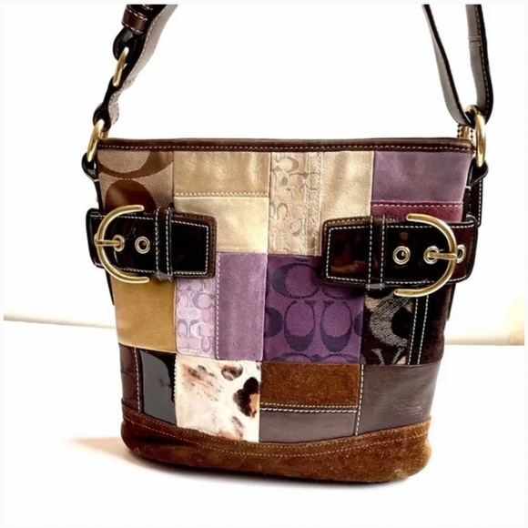 Coach Bags Vintage Coach Rare Holiday Patchwork Multi Color Suede